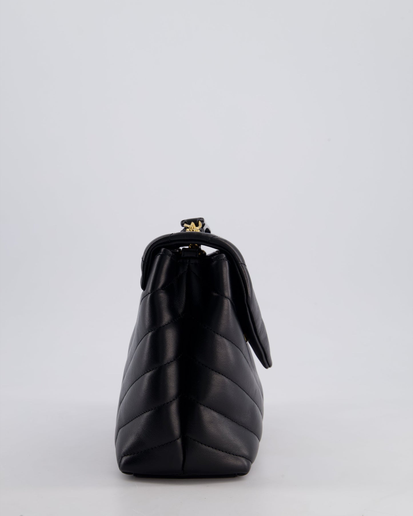 Saint Laurent Small Black Loulou Bag in Calfskin Leather with Gold Hardware