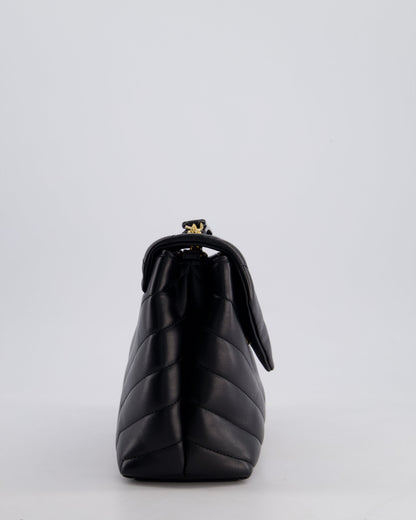 Saint Laurent Small Black Loulou Bag in Calfskin Leather with Gold Hardware