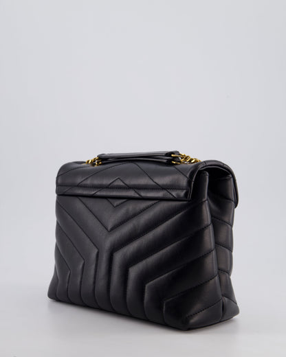 Saint Laurent Small Black Loulou Bag in Calfskin Leather with Gold Hardware