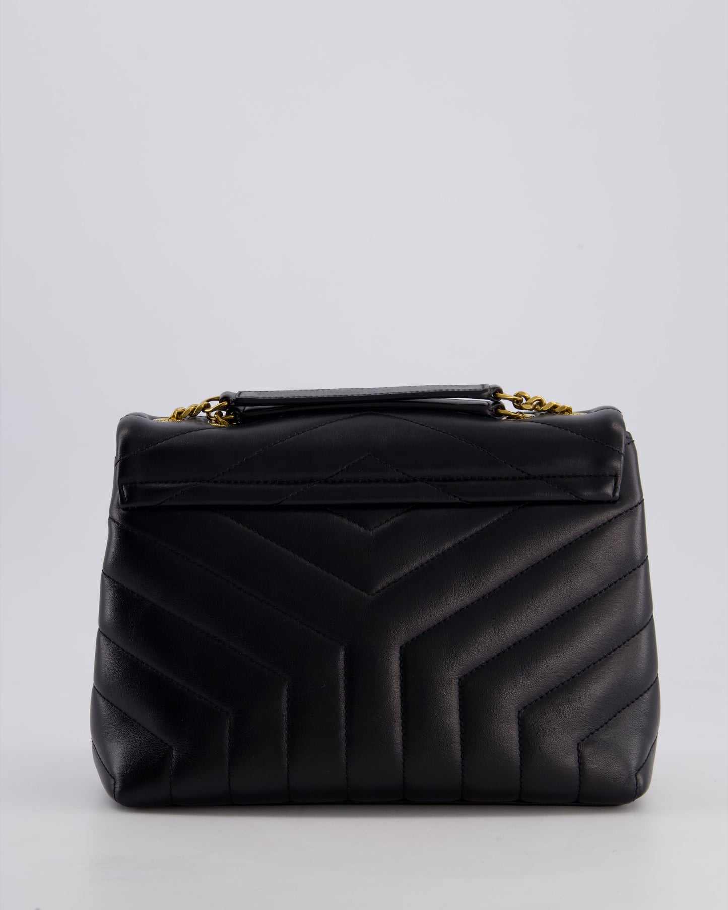 Saint Laurent Small Black Loulou Bag in Calfskin Leather with Gold Hardware