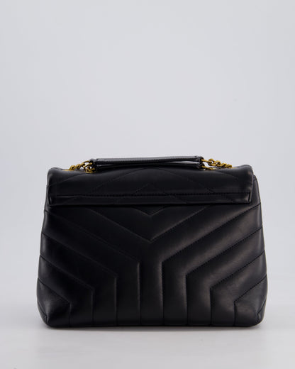 Saint Laurent Small Black Loulou Bag in Calfskin Leather with Gold Hardware