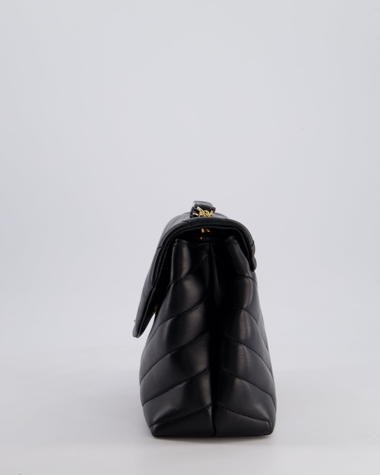 Saint Laurent Small Black Loulou Bag in Calfskin Leather with Gold Hardware