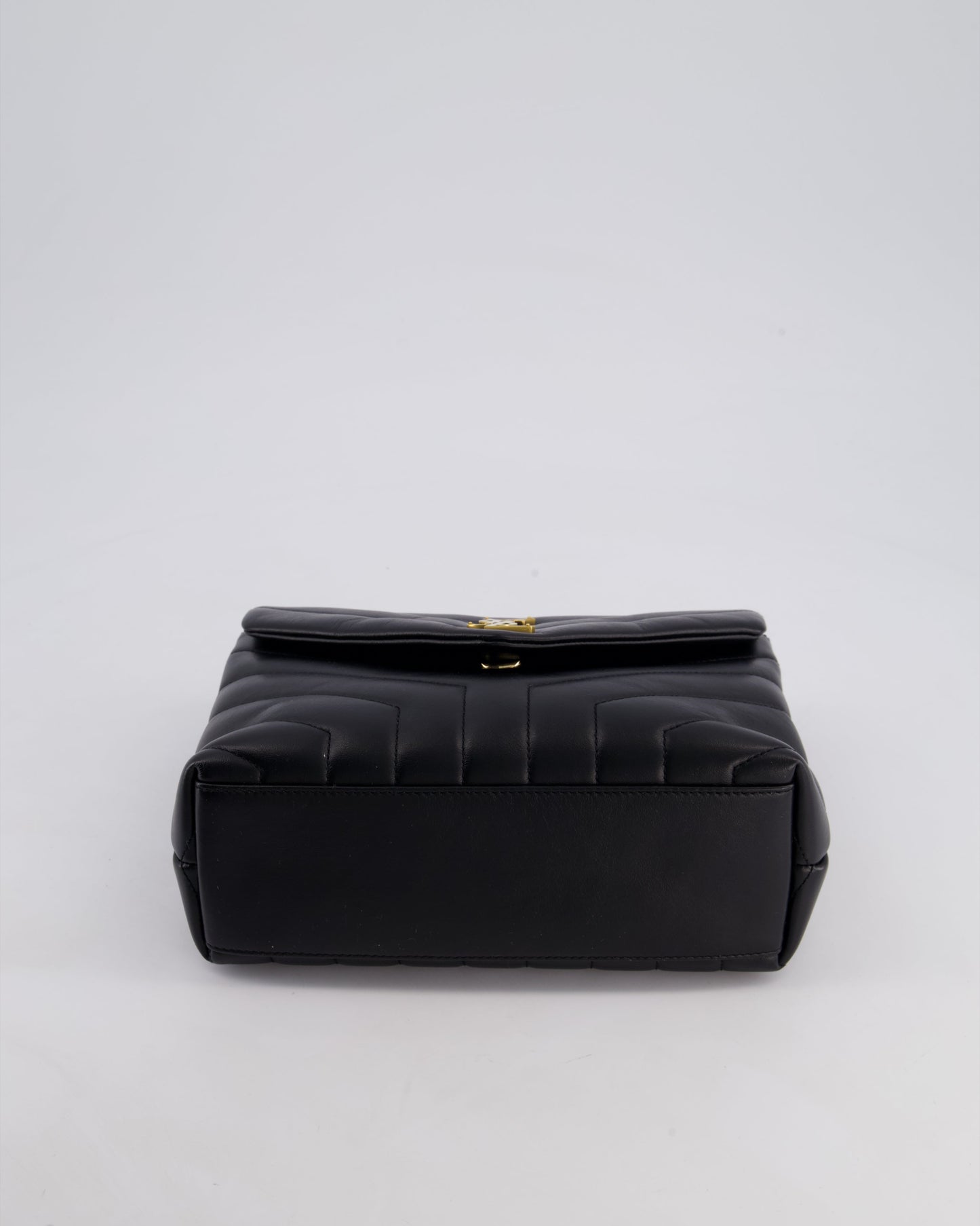 Saint Laurent Small Black Loulou Bag in Calfskin Leather with Gold Hardware