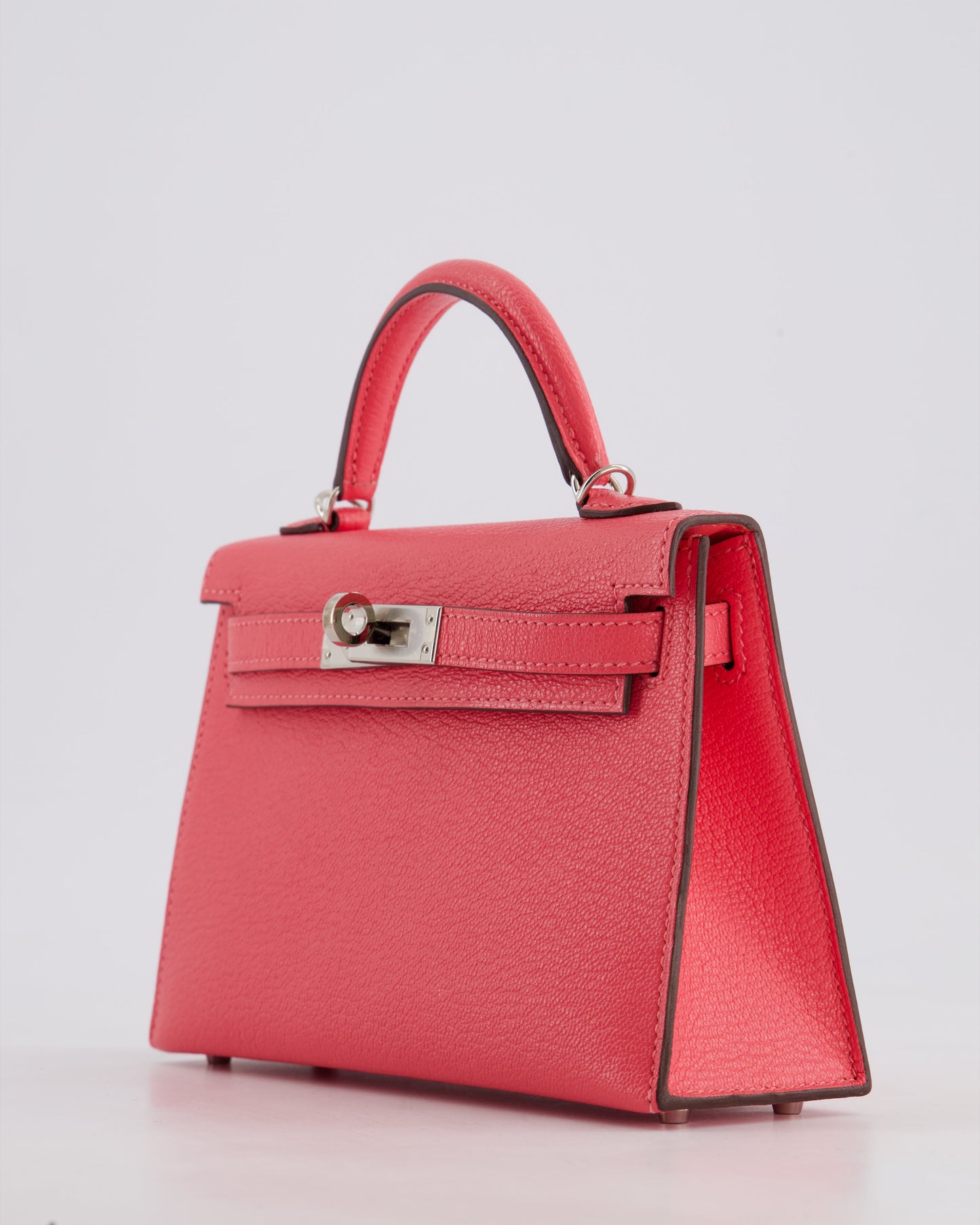 *HOT* Hermes Mini Kelly II 20cm in Rose Lipstick Chevre Mysore Leather with Palladium Hardware
