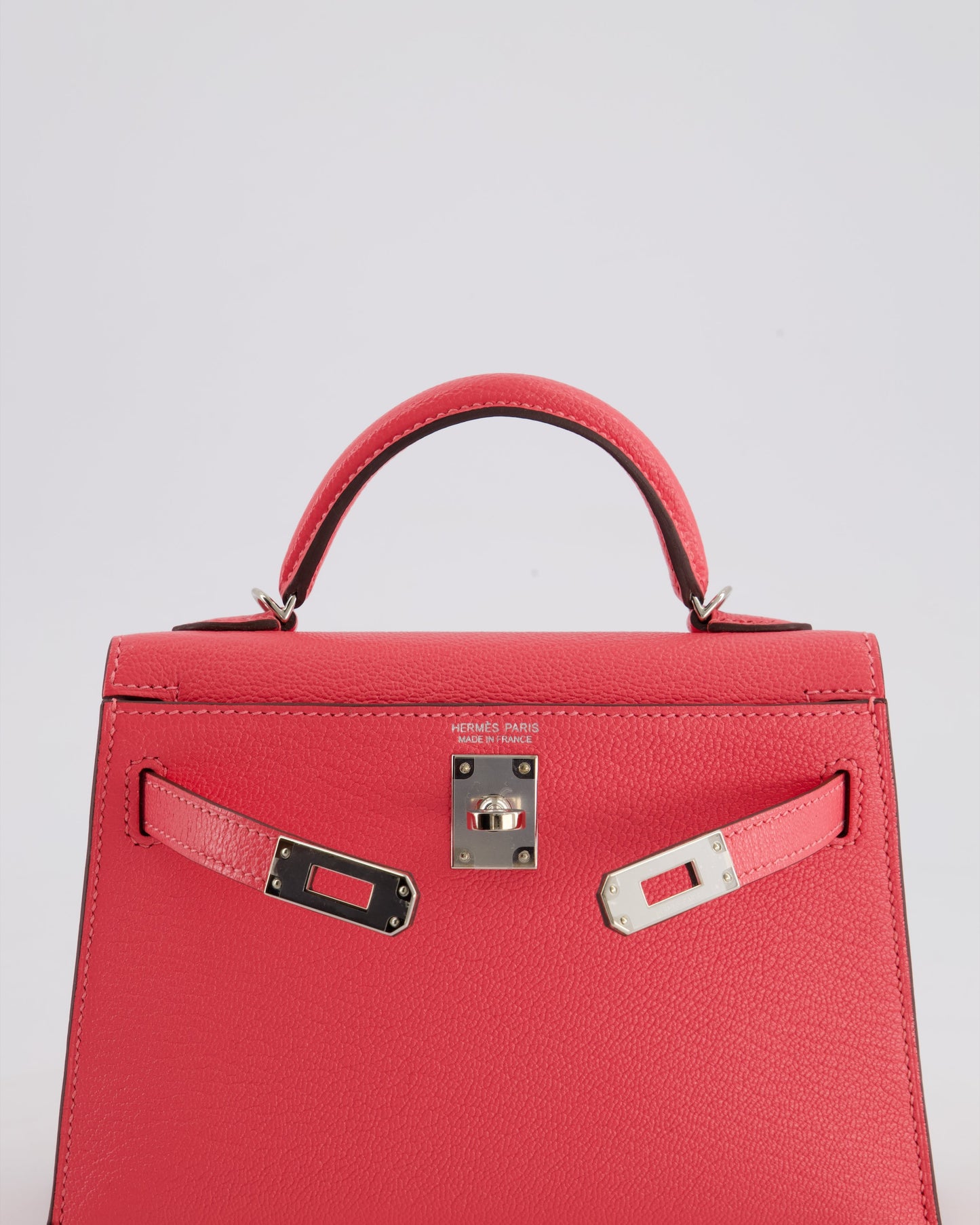 *HOT* Hermes Mini Kelly II 20cm in Rose Lipstick Chevre Mysore Leather with Palladium Hardware