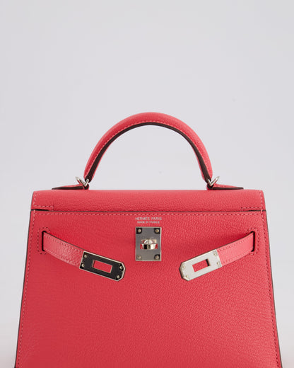 *HOT* Hermes Mini Kelly II 20cm in Rose Lipstick Chevre Mysore Leather with Palladium Hardware
