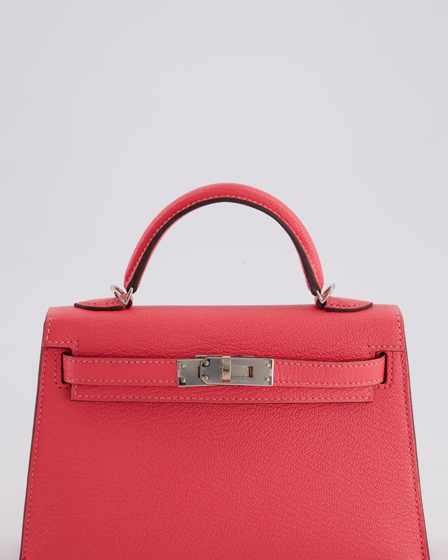 *HOT* Hermes Mini Kelly II 20cm in Rose Lipstick Chevre Mysore Leather with Palladium Hardware
