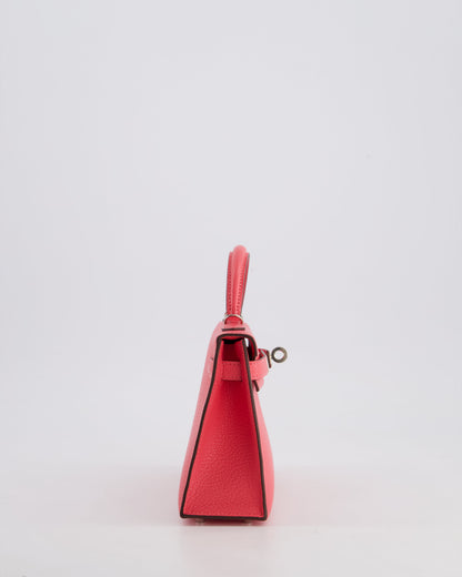 *HOT* Hermes Mini Kelly II 20cm in Rose Lipstick Chevre Mysore Leather with Palladium Hardware
