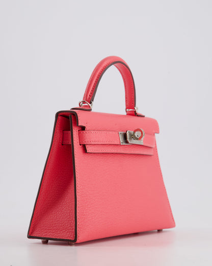 *HOT* Hermes Mini Kelly II 20cm in Rose Lipstick Chevre Mysore Leather with Palladium Hardware