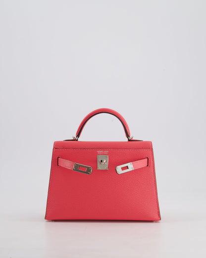 *HOT* Hermes Mini Kelly II 20cm in Rose Lipstick Chevre Mysore Leather with Palladium Hardware