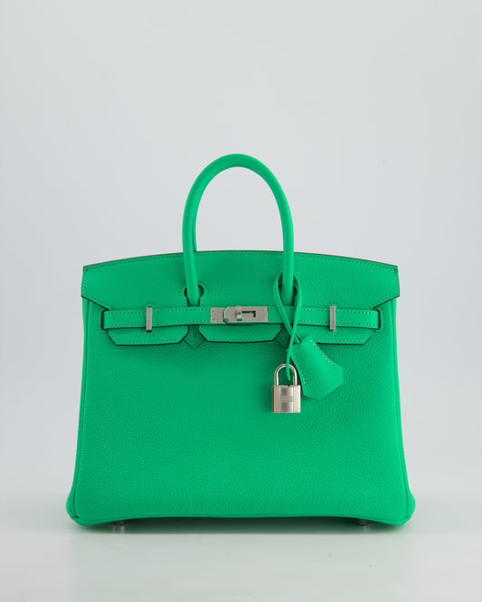 Hermès Birkin 25cm Retourne Bag in Vert Comics Togo Leather with Palladium Hardware