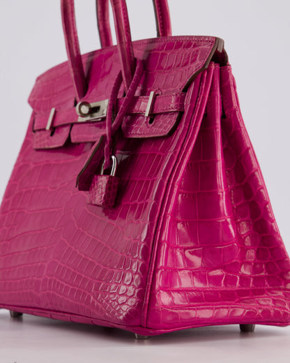 *RARE* Hermès Birkin 25cm Retourne Bag in Rose Scheherezade Niloticus Porosus with Palladium Hardware