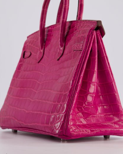 *RARE* Hermès Birkin 25cm Retourne Bag in Rose Scheherezade Niloticus Porosus with Palladium Hardware