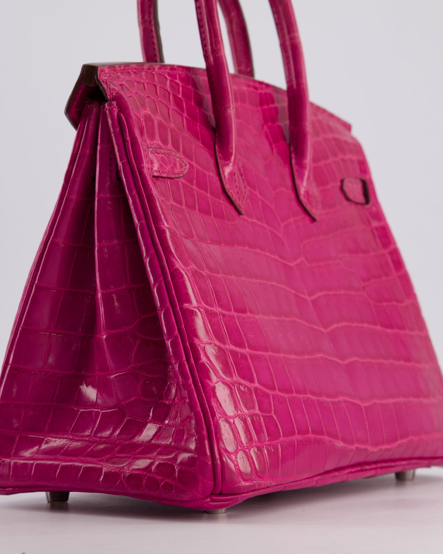 *RARE* Hermès Birkin 25cm Retourne Bag in Rose Scheherezade Niloticus Porosus with Palladium Hardware