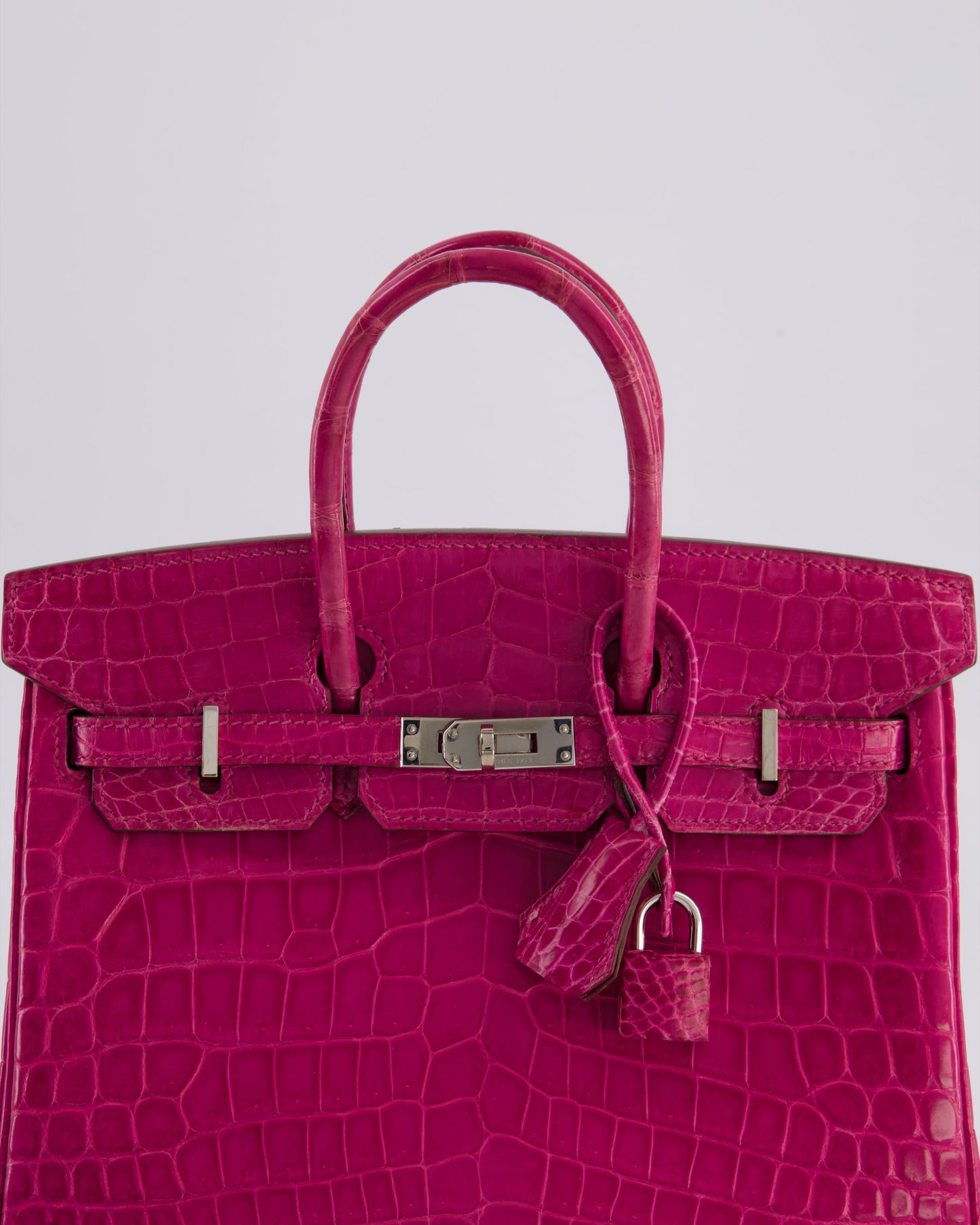 *RARE* Hermès Birkin 25cm Retourne Bag in Rose Scheherezade Niloticus Porosus with Palladium Hardware