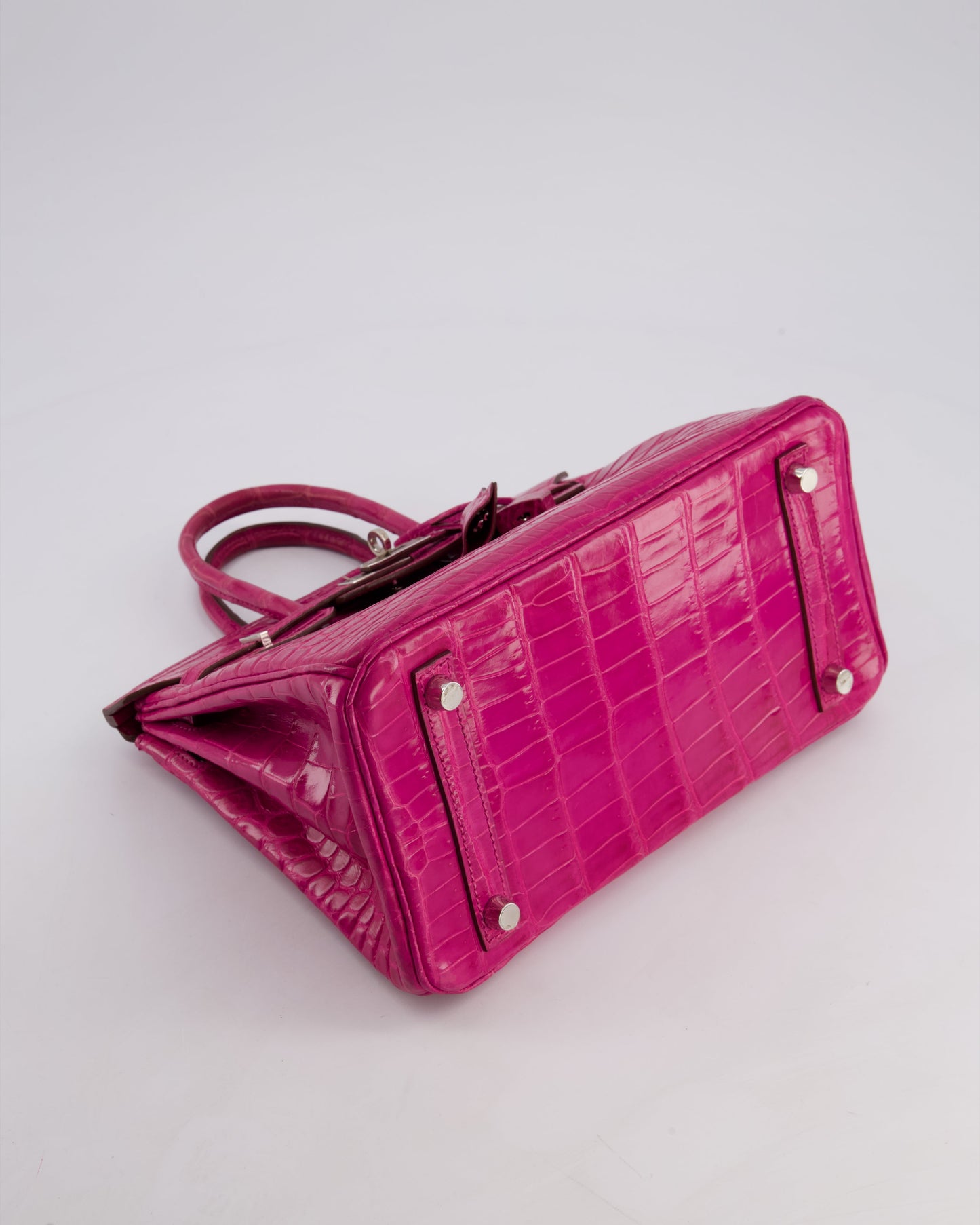 *RARE* Hermès Birkin 25cm Retourne Bag in Rose Scheherezade Niloticus Porosus with Palladium Hardware