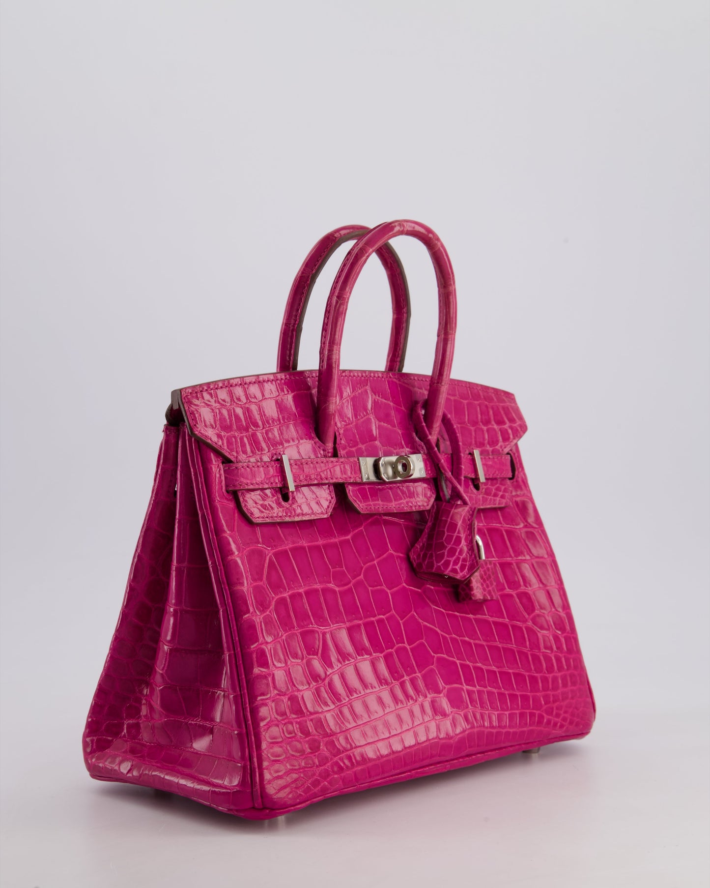 *RARE* Hermès Birkin 25cm Retourne Bag in Rose Scheherezade Niloticus Porosus with Palladium Hardware