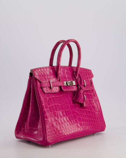 *RARE* Hermès Birkin 25cm Retourne Bag in Rose Scheherezade Niloticus Porosus with Palladium Hardware