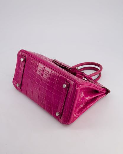 *RARE* Hermès Birkin 25cm Retourne Bag in Rose Scheherezade Niloticus Porosus with Palladium Hardware