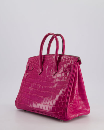 *RARE* Hermès Birkin 25cm Retourne Bag in Rose Scheherezade Niloticus Porosus with Palladium Hardware