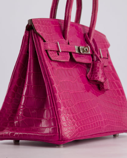 *RARE* Hermès Birkin 25cm Retourne Bag in Rose Scheherezade Niloticus Porosus with Palladium Hardware