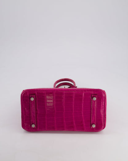 *RARE* Hermès Birkin 25cm Retourne Bag in Rose Scheherezade Niloticus Porosus with Palladium Hardware