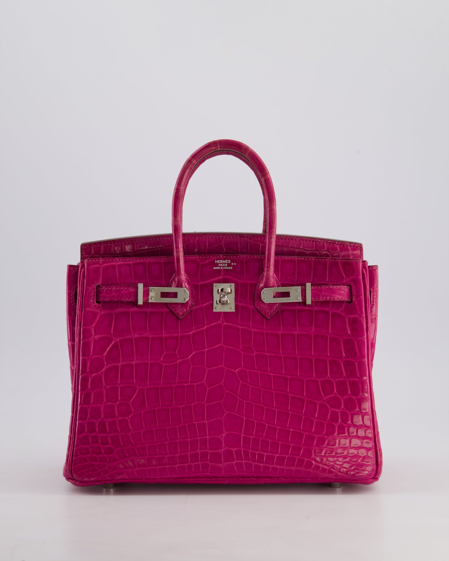*RARE* Hermès Birkin 25cm Retourne Bag in Rose Scheherezade Niloticus Porosus with Palladium Hardware