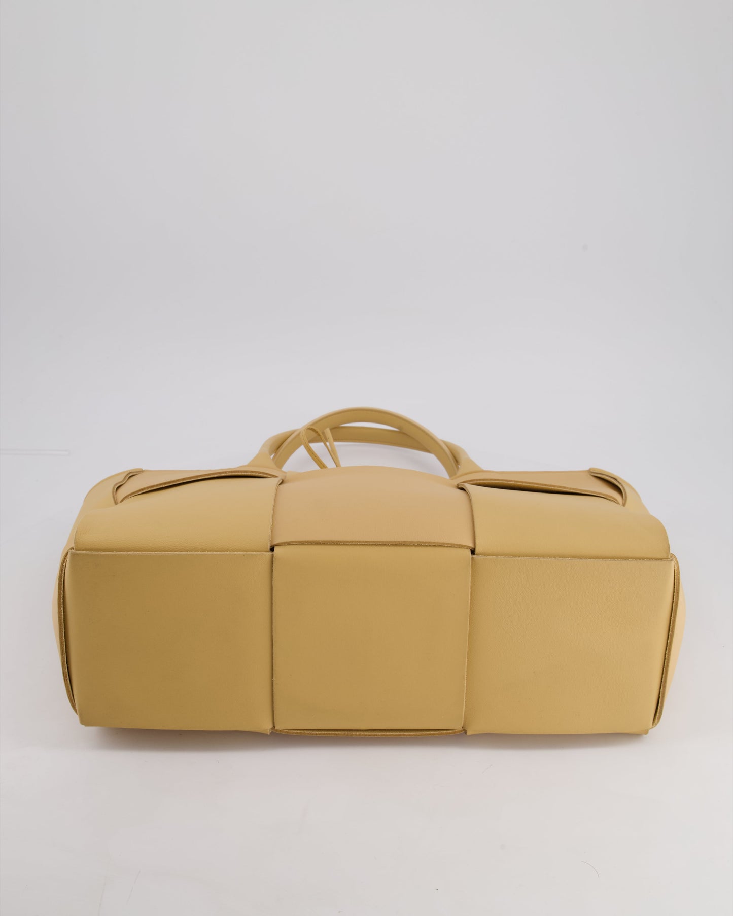 Bottega Veneta Beige Medium Intrecciato Arco Bag in Calfskin Leather with Pouch