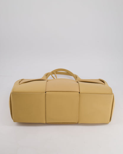 Bottega Veneta Beige Medium Intrecciato Arco Bag in Calfskin Leather with Pouch