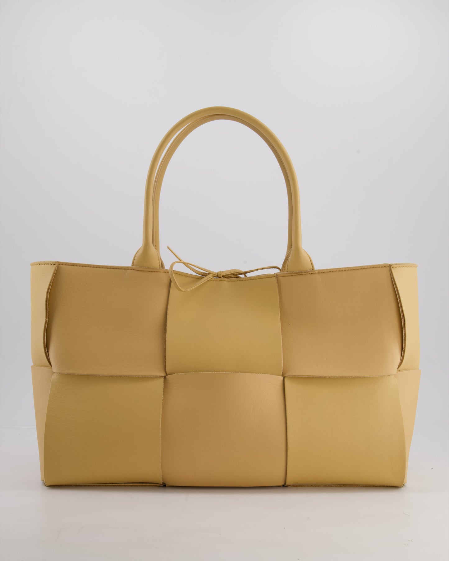 Bottega Veneta Beige Medium Intrecciato Arco Bag in Calfskin Leather with Pouch