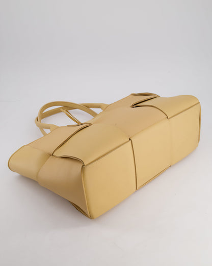 Bottega Veneta Beige Medium Intrecciato Arco Bag in Calfskin Leather with Pouch