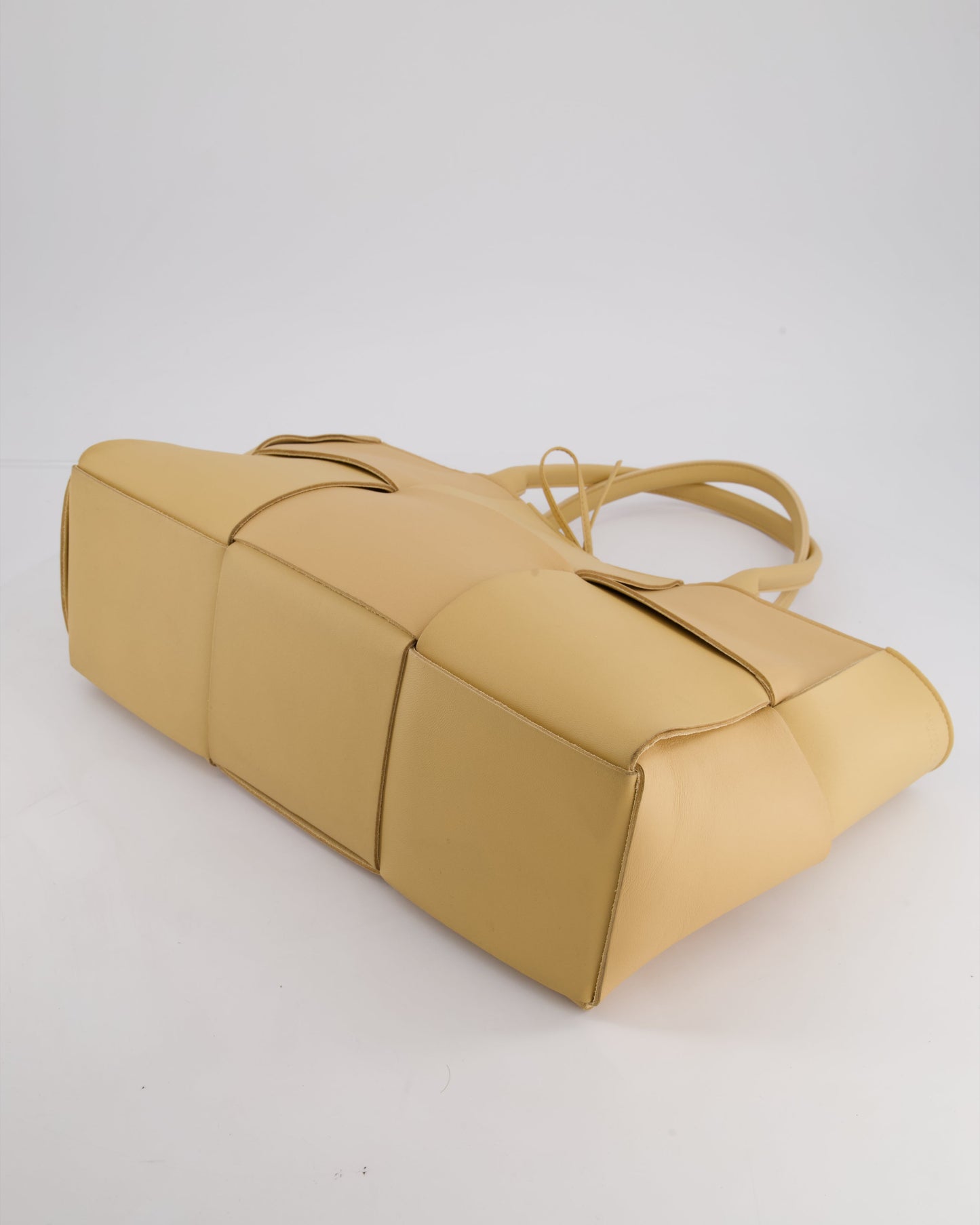 Bottega Veneta Beige Medium Intrecciato Arco Bag in Calfskin Leather with Pouch