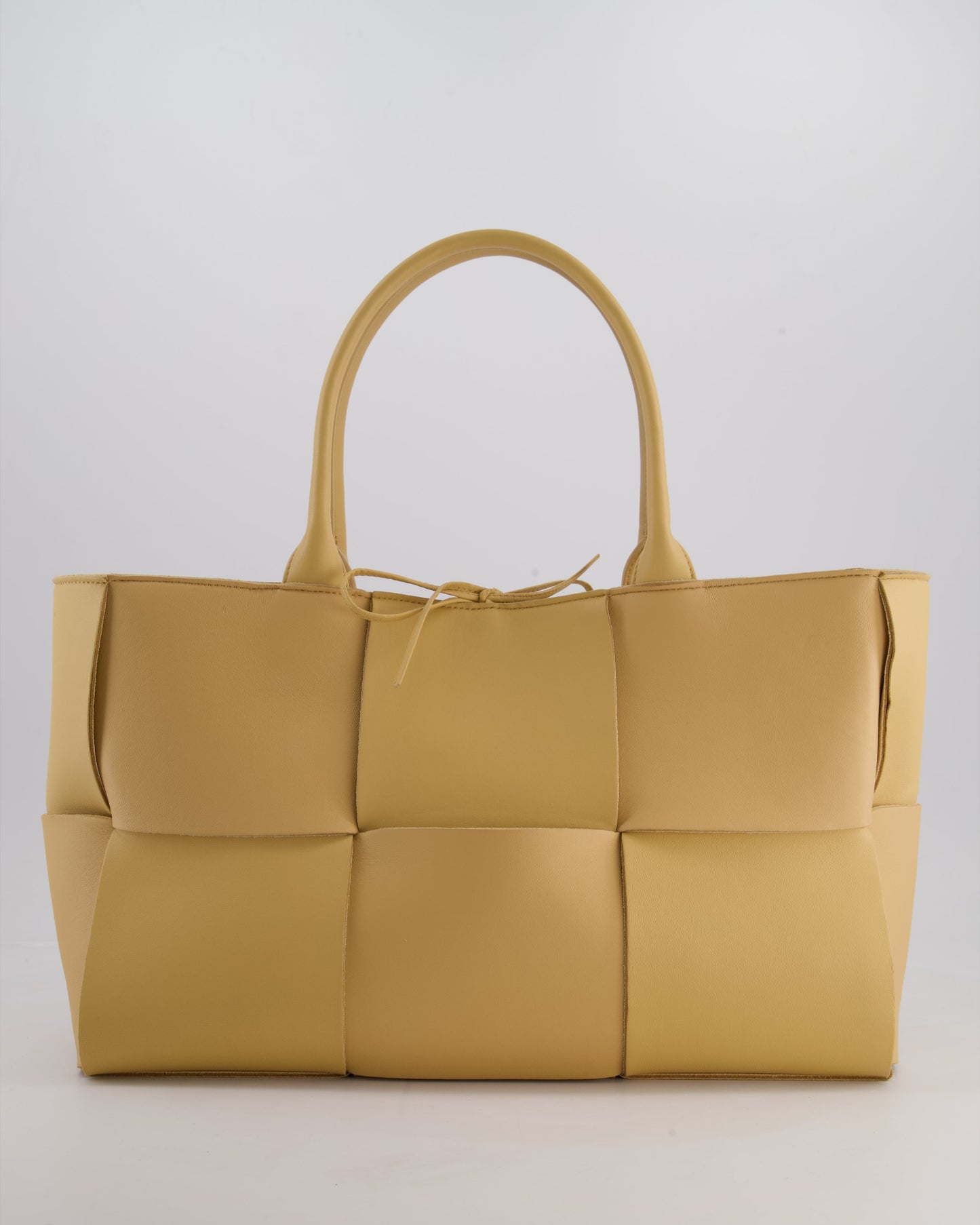 Bottega Veneta Beige Medium Intrecciato Arco Bag in Calfskin Leather with Pouch