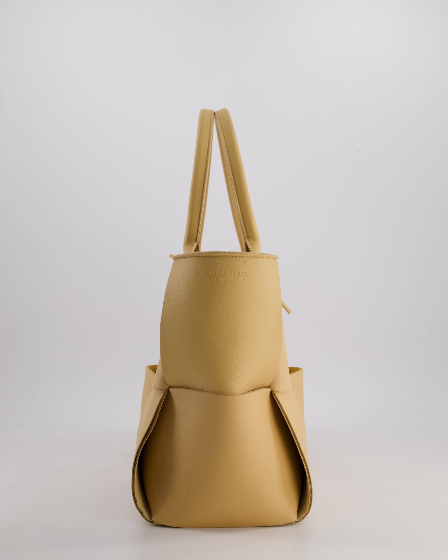 Bottega Veneta Beige Medium Intrecciato Arco Bag in Calfskin Leather with Pouch