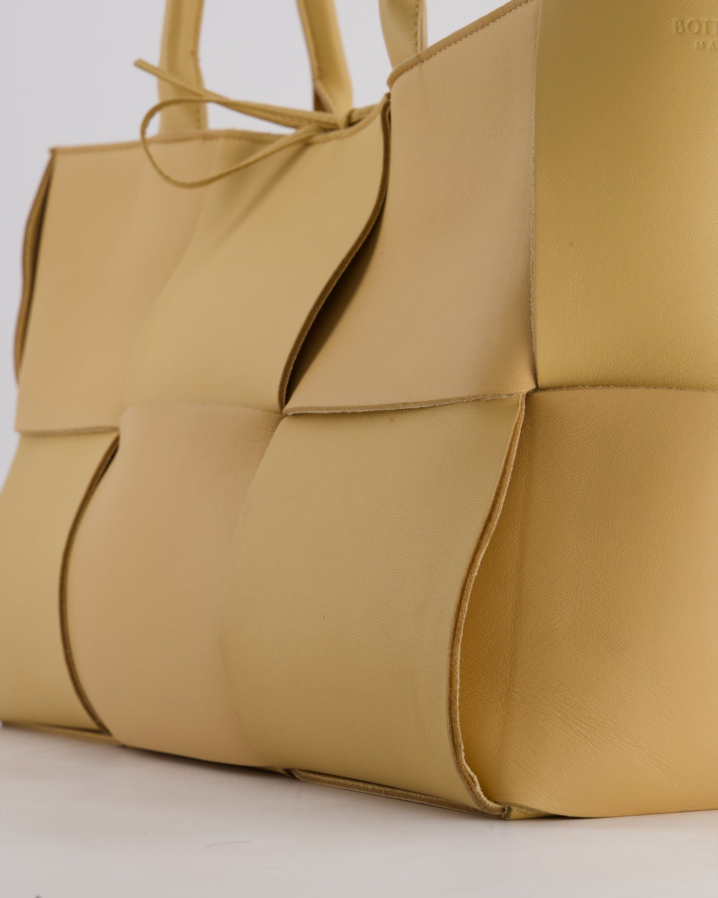 Bottega Veneta Beige Medium Intrecciato Arco Bag in Calfskin Leather with Pouch