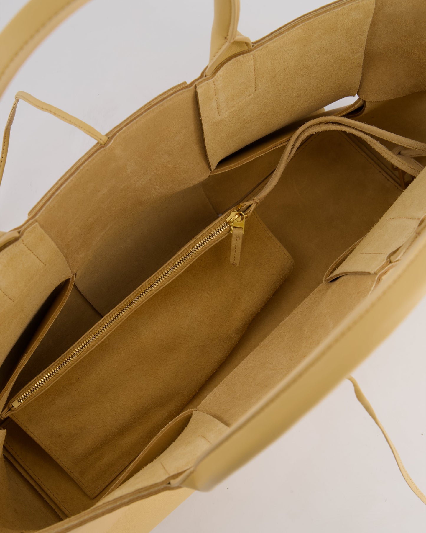 Bottega Veneta Beige Medium Intrecciato Arco Bag in Calfskin Leather with Pouch