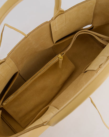 Bottega Veneta Beige Medium Intrecciato Arco Bag in Calfskin Leather with Pouch