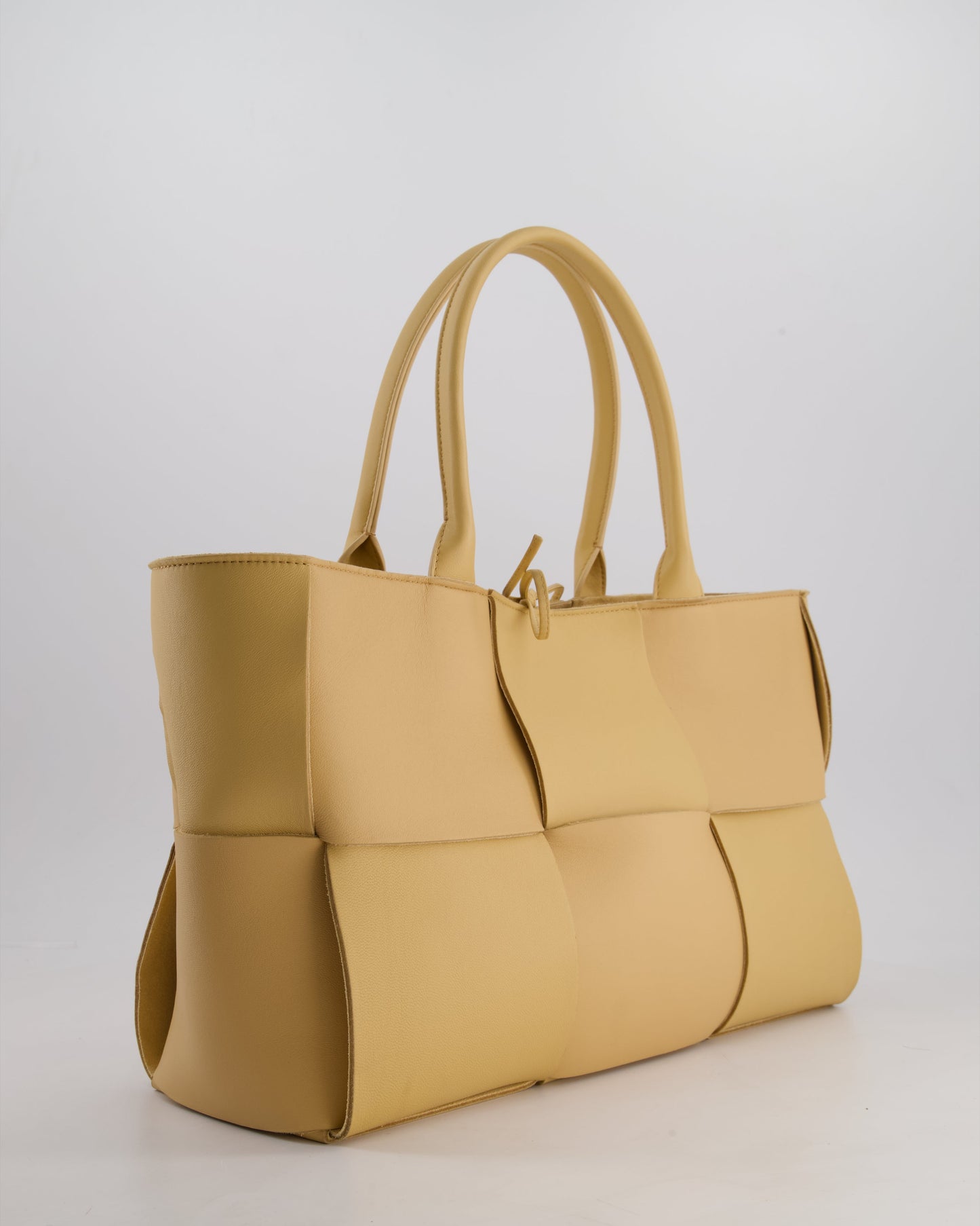 Bottega Veneta Beige Medium Intrecciato Arco Bag in Calfskin Leather with Pouch