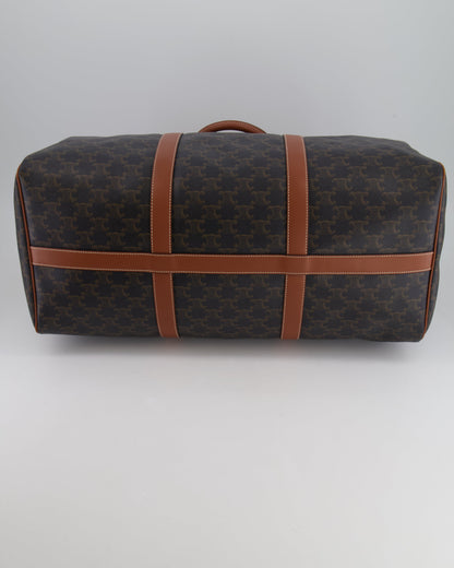 Céline Brown Triomphe Large Travel Bag in Canvas and Calfskin with Gold Hardware RRP £1,950