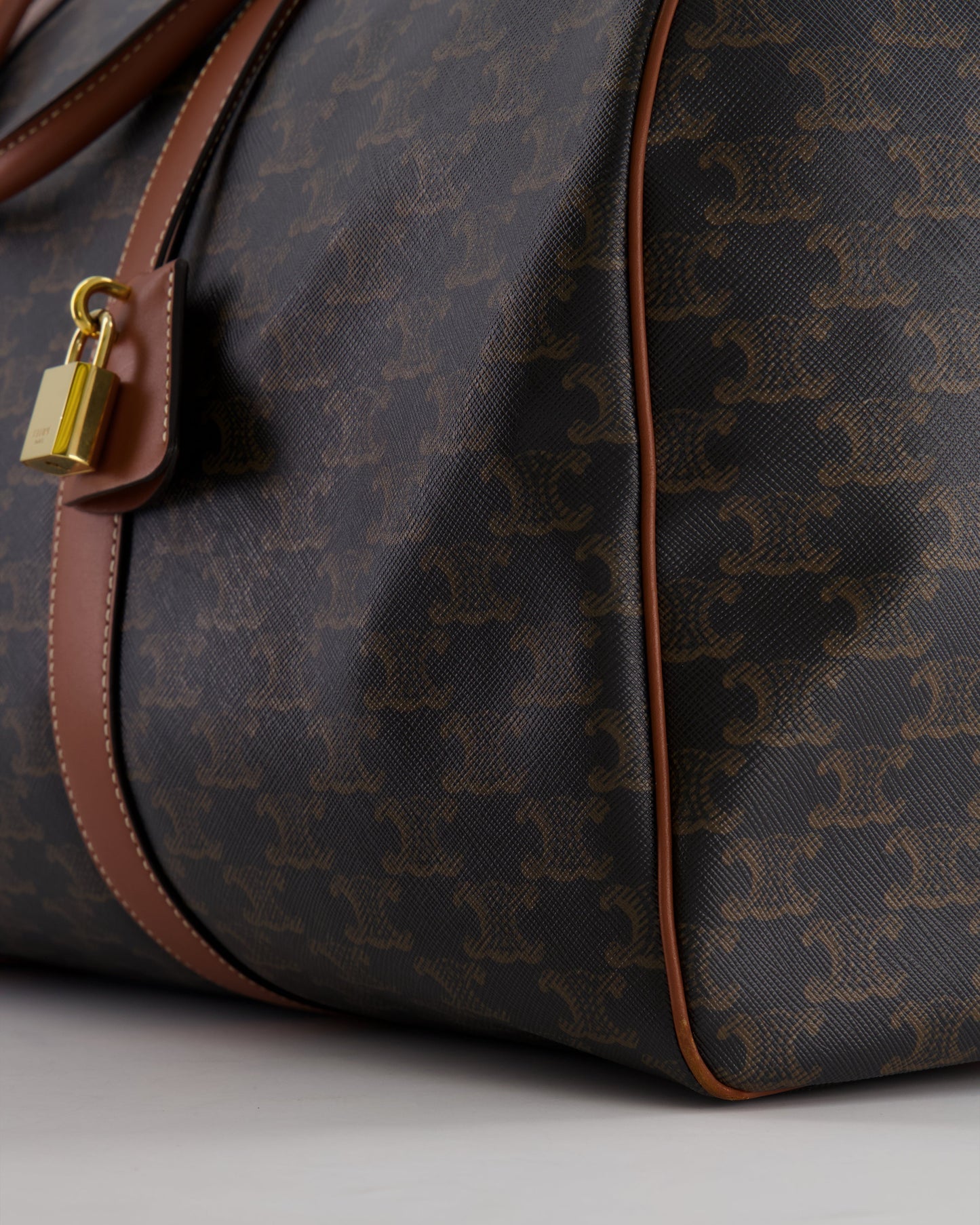 Céline Brown Triomphe Large Travel Bag in Canvas and Calfskin with Gold Hardware RRP £1,950