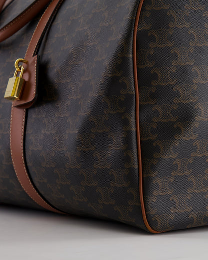 Céline Brown Triomphe Large Travel Bag in Canvas and Calfskin with Gold Hardware RRP £1,950