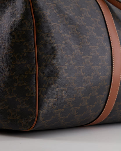 Céline Brown Triomphe Large Travel Bag in Canvas and Calfskin with Gold Hardware RRP £1,950