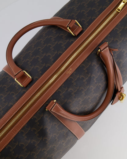 Céline Brown Triomphe Large Travel Bag in Canvas and Calfskin with Gold Hardware RRP £1,950