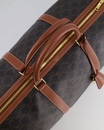 Céline Brown Triomphe Large Travel Bag in Canvas and Calfskin with Gold Hardware RRP £1,950