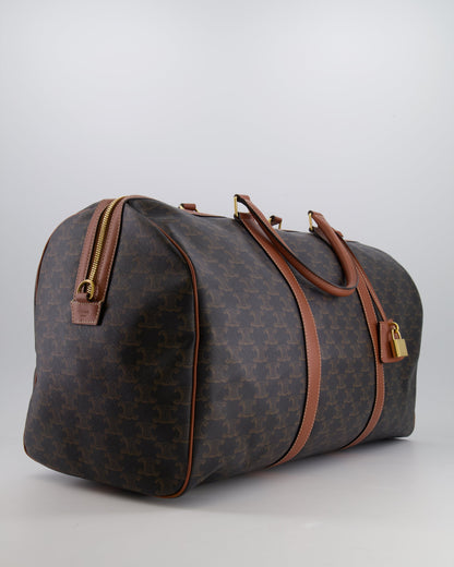 Céline Brown Triomphe Large Travel Bag in Canvas and Calfskin with Gold Hardware RRP £1,950