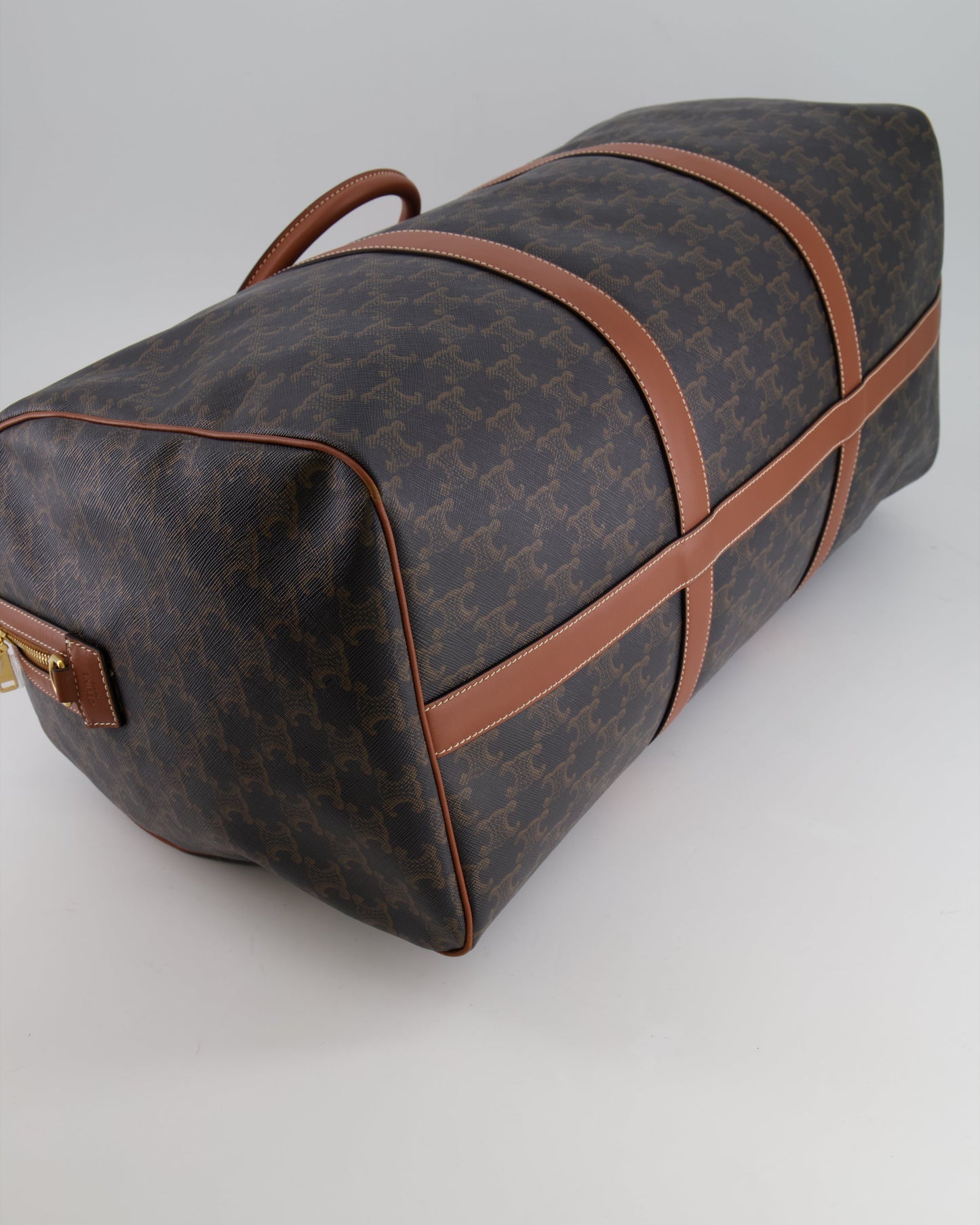 Céline Brown Triomphe Large Travel Bag in Canvas and Calfskin with Gold Hardware RRP £1,950