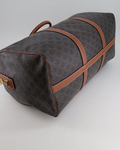 Céline Brown Triomphe Large Travel Bag in Canvas and Calfskin with Gold Hardware RRP £1,950