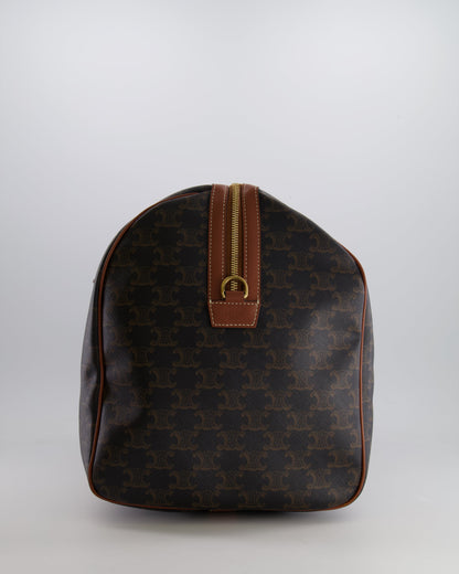 Céline Brown Triomphe Large Travel Bag in Canvas and Calfskin with Gold Hardware RRP £1,950