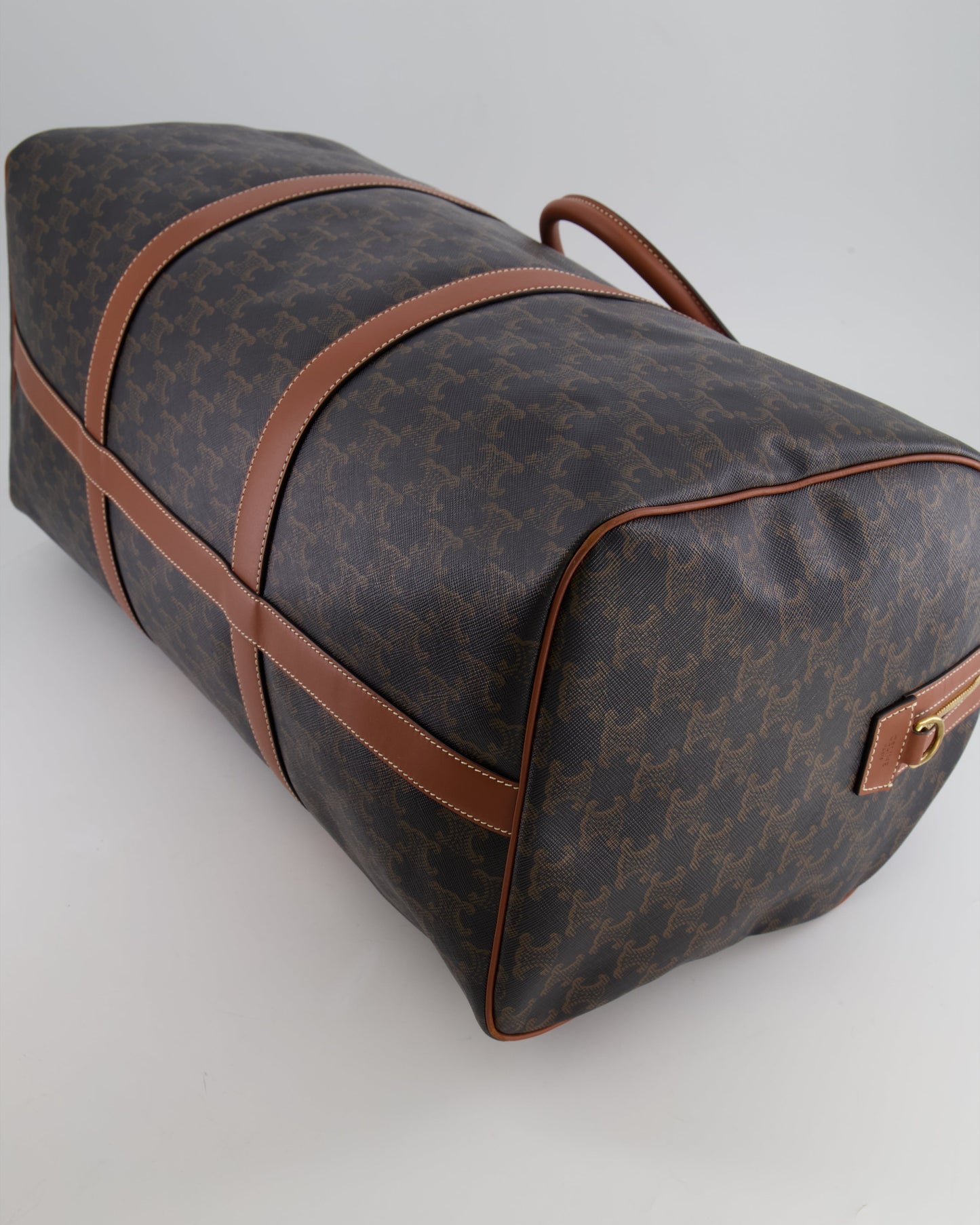 Céline Brown Triomphe Large Travel Bag in Canvas and Calfskin with Gold Hardware RRP £1,950