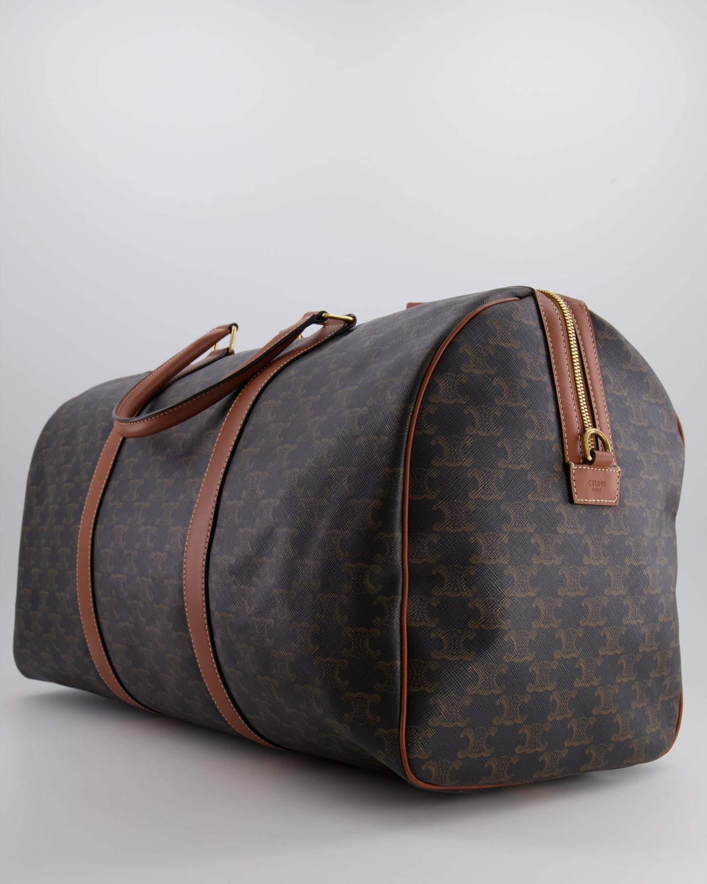 Céline Brown Triomphe Large Travel Bag in Canvas and Calfskin with Gold Hardware RRP £1,950